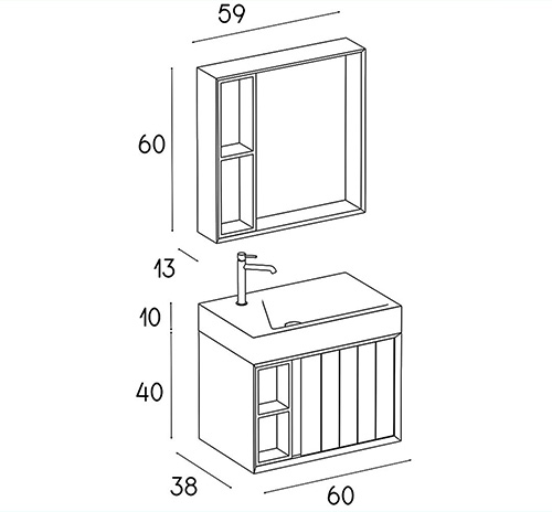 کابینت روشویی پی وی سی مدل D-1047